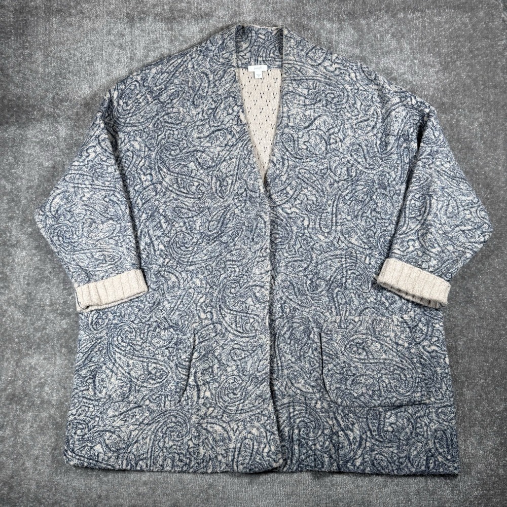 J.Jill Pure Jill Cardigan Women's 2X Blue Paisley Coatigan Cottagecore Coastal